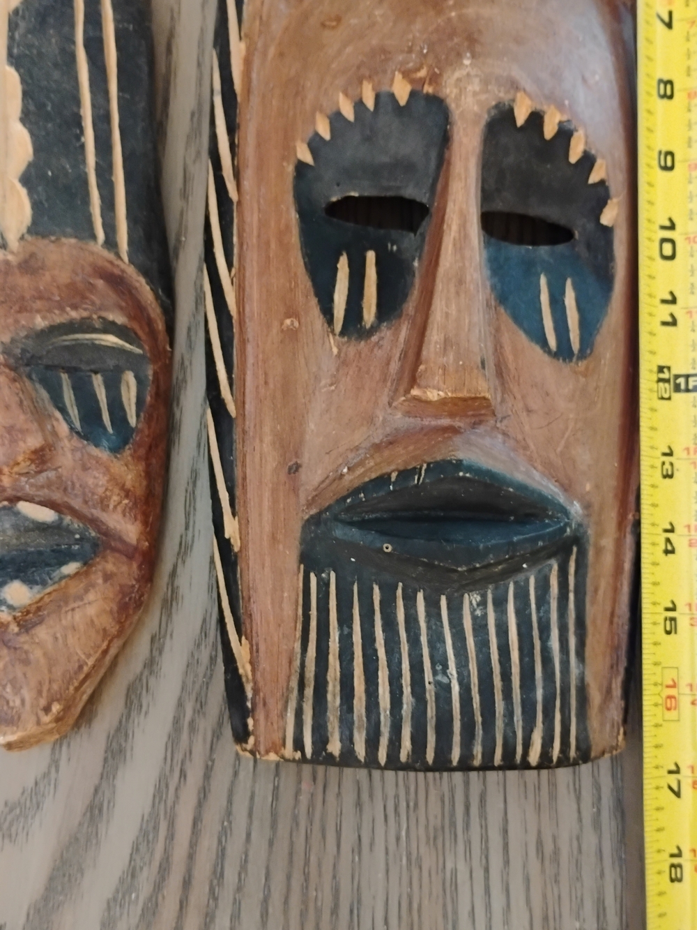 Hand-Carved Tribal Wall Mask in Brown and Black